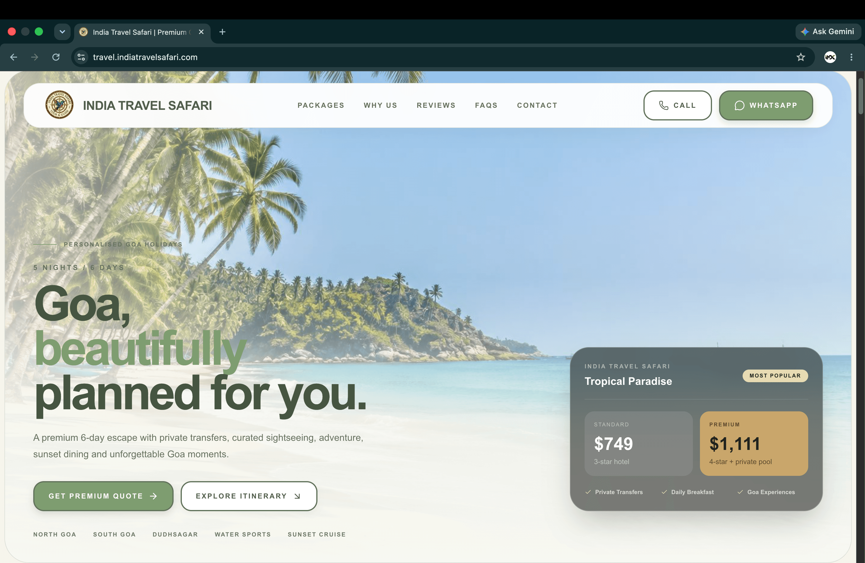 India Travel Safari — Premium Goa Holiday Landing Page